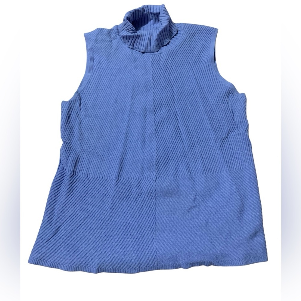 EVIE Silk Blend Sleeveless Turtleneck Sweater Lavender Purple Ribbed Knit XL